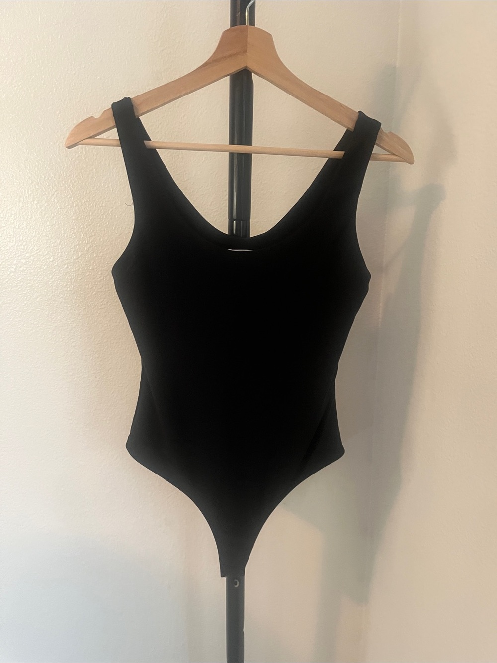Leith Black Scoop-Front Stretch Bodysuit